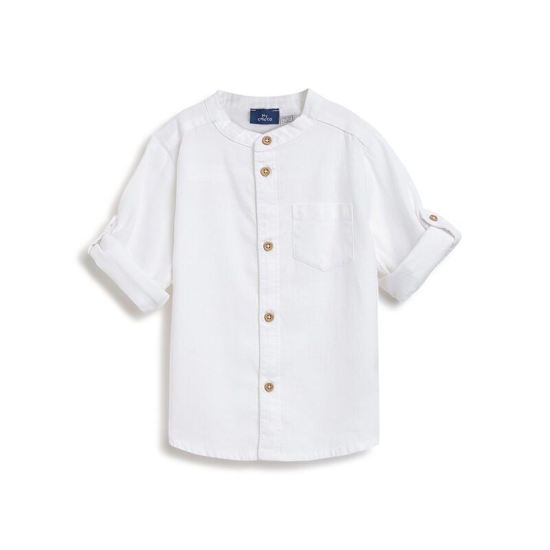 Boys White Solid Long Sleeve Shirt image number 0